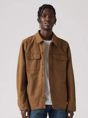 Men's Cotton Shacket in Brown